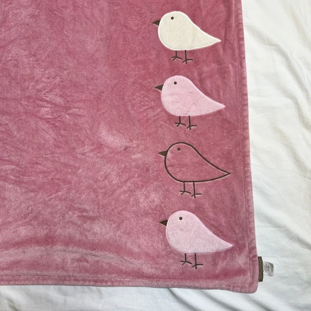 Manta bebé Dwell Studio para Target rosa pájaro pollitos dos tonos rosa y crema