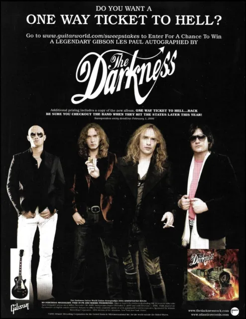 The Darkness One Way Ticket to Hell and Back 2005 Gibson guitar contest ad print