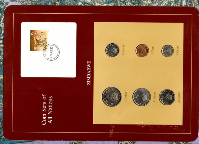 Coin Sets of All Nations Zimbabwe all 1980 but  1,5 cents 1988 UNC