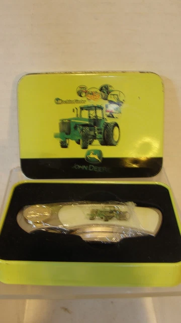 John Deere Single Blade Collector Folding Knife In Metal Display Box