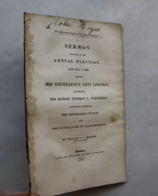 US Politics Religion Sermon William B. O. Peabody Boston Massachusetts MA 1833