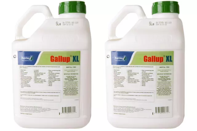 2 x 5L Gallup XL Very Strong Professional Glyphosate Weedkiller Kills Weed Roots