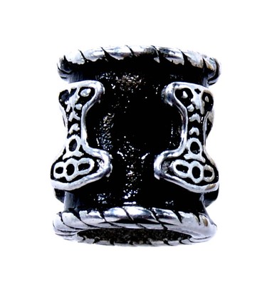 Caoutchouc Bijou Cheveux Perle pour Barbe Marteau de Thors Argent à Enfiler Caoutchouc Bijou Cheveux Perle pour Barbe Marteau de Thors Argent à Enfiler