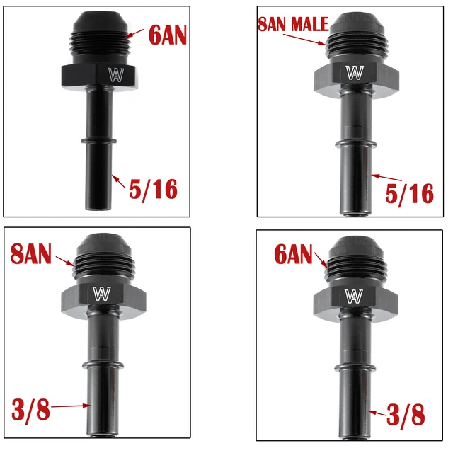 Quick Connect 8AN / 6AN to 3/8 5/16 Fuel Rail Hose Adapter Fitting LS LS1 LS3 GM