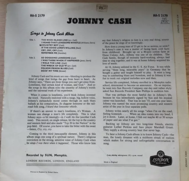 Johnny Cash - With his hot and blue Guitar - UK 1959 RAR- LP,Schallplatte, Vinyl 2