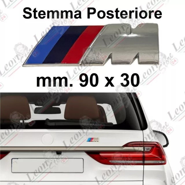 Stemma posteriore M Sport 3D 90x30 mm cromato per BMW ABS logo adesivo fregio X3