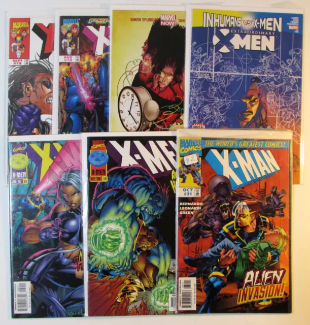 X-Men Lot 7 #59,60,78,79,Legacy 2,Extraordinary 18,X-Man 31 Marvel 1996 Comics