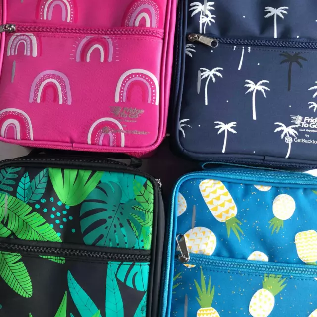 NEW Fridge to Go Insulated Lunch Box Bag Medium Jungle Palm Pineapple or Rainbow