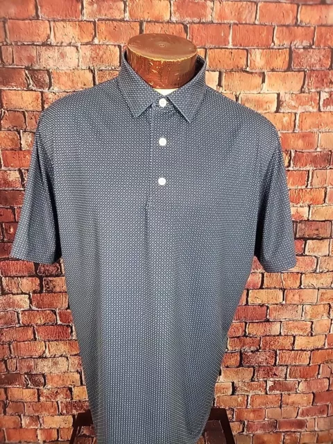Footjoy Men's L Blue White Abstract Short Sleeve Golf Polo Shirt ⛳