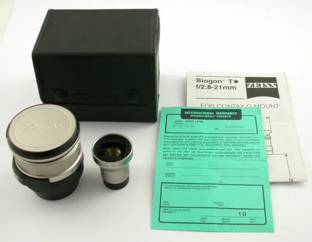 CONTAX G2 G G1 Zeiss T* Biogon 2,8/21 21 21mm F2,8 + viewfinder GF-21mm top