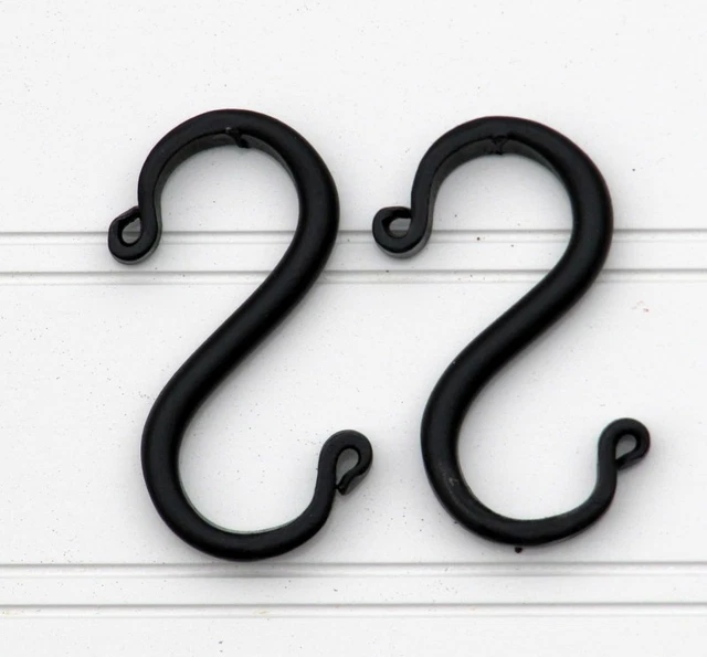 Amish forged black wrought iron S hooks - Set of 2 Mini - Sturdy & Strong metal
