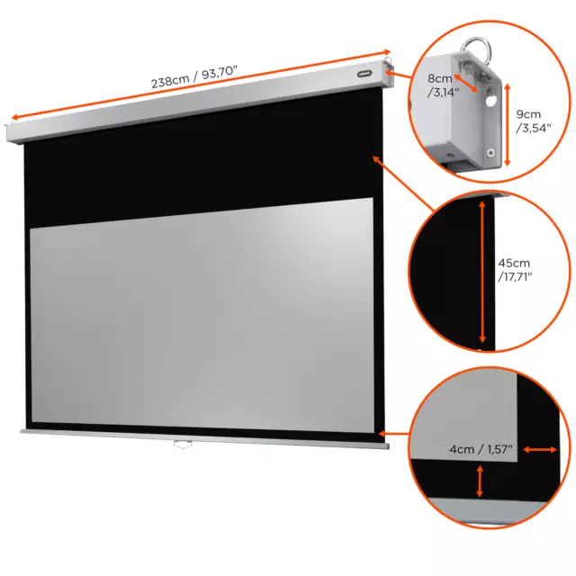 celexon manuell ausziehbare Slow Return Rollo-Leinwand Pro Plus 220x137cm 16:10 3