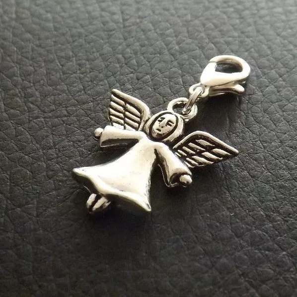 10 Silver Angel Clip on Charms for Bracelets / Jewellery Making Wholesale