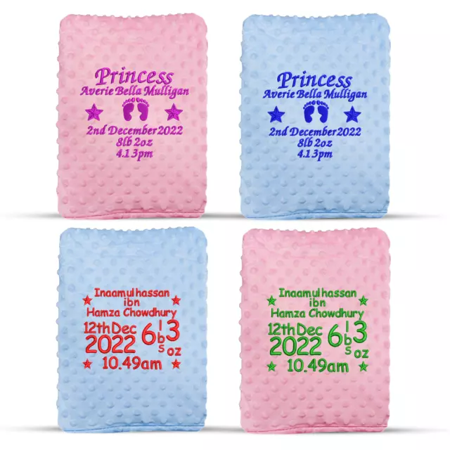 Personalised Baby Blanket Embroidered Luxury Bubble Blanket Newborn Babies Gift