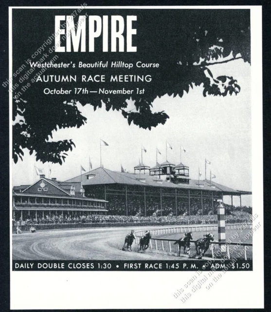1941 Empire racetrack horse race racing photo Westchester NY vintage print ad