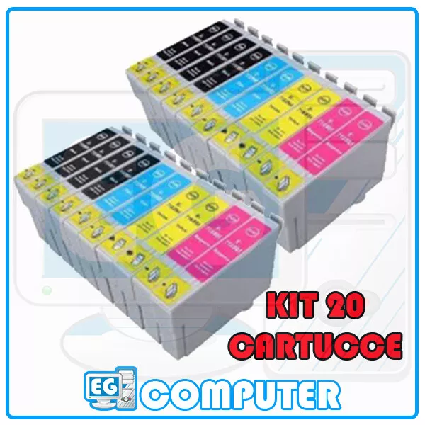 Kit 20 Cartucce Per Epson Wf-2010W Wf-2510Wf Wf-2520Nf Wf-2530Wf Wf-2630Wf