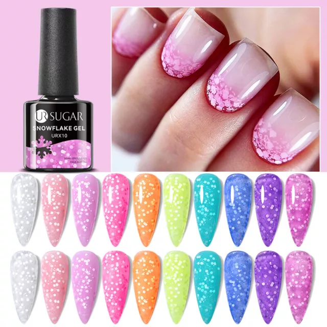 UR SUGAR 7ml Xmas Schneeflocke Gellacke Sequins Gel Nail Varnish Soak Off UV-LED