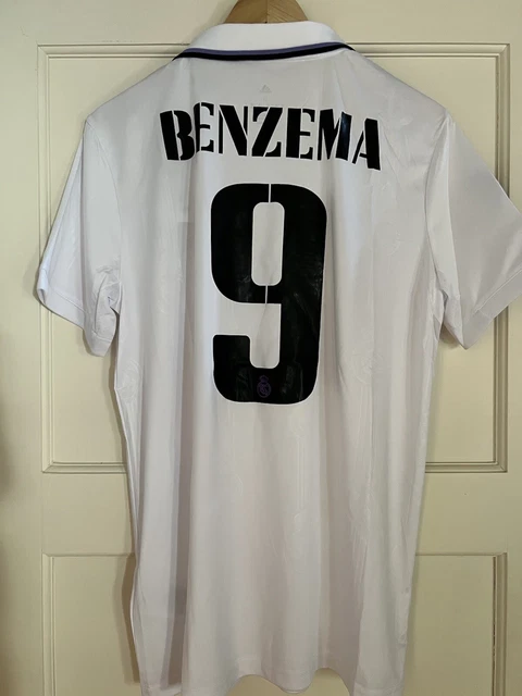 NEW LARGE REAL Madrid Home Jersey White 2022-2023 Karim Benzema $69.99