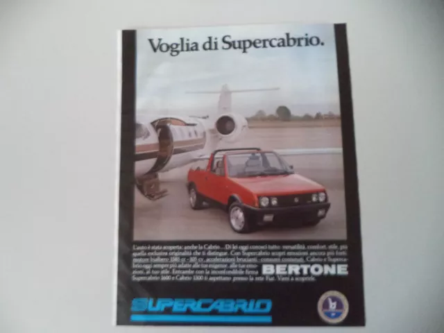 advertising Pubblicità 1985 SUPER CABRIO BERTONE SU FIAT RITMO