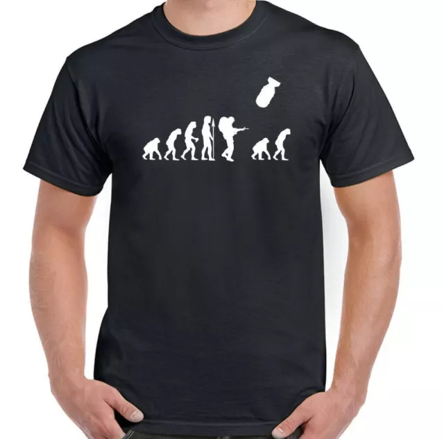 Evolution Again T-Shirt Mens Funny Armageddon War Peace Nuclear Apocalypse Tee