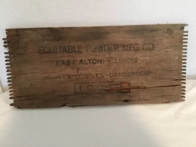 Antique  Equitable Powder Danger Explosives Ammo Crate Box Side, East Alton, Il