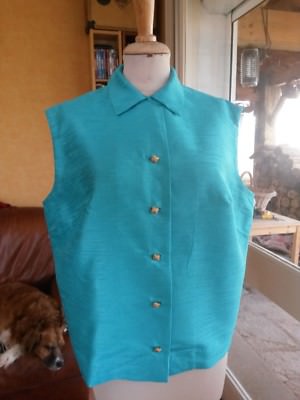 CHEMISIER FEMME CHEMISE turquoise T48 VINTAGE 50/60 WOMAN SHIRT BLOUSE size XXL