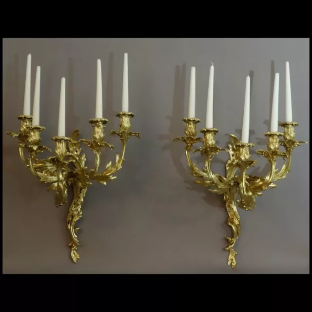 PAIRE DE GRANDES APPLIQUES LOUIS XV XIXème - PAIR OF LOUIS XV WALL LIGHTS XIXth