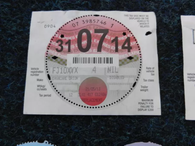 Very Rare Tax Disc Collection Mobility Scooter Disabled Unperforated Velology. 3