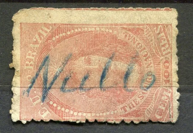 BRAZIL; 1890s early classic 100r. Revenue issue fine used value