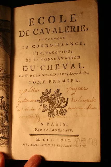 La Gueriniere, Ecole De Cavalerie, 2 Vol. Plein Veau, Nombreuses Planches, 1769.