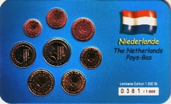 Kursmünzsatz KMS Flutkatastrophe Niederlande Ausgabe: 2002 stg selten 13a