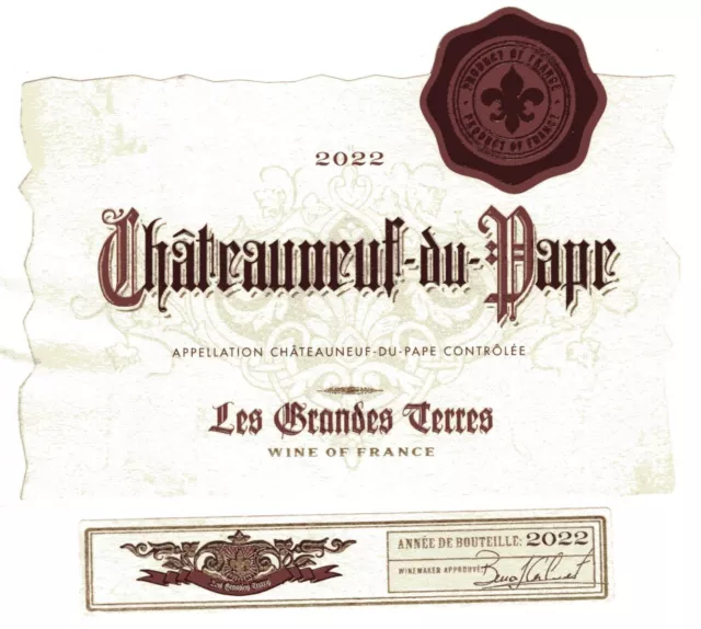 Wein-Etikett Weinetikett Frankreich Chateauneuf-du-Pape 2022