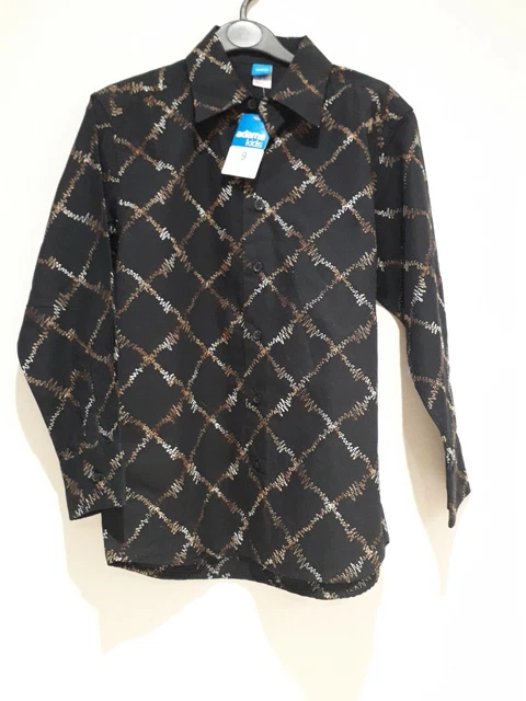 Nuovissima con Etichetta - Vintage - Adams - Camicia Ragazzo Nero/Oro Età 9 Anni/134 cm