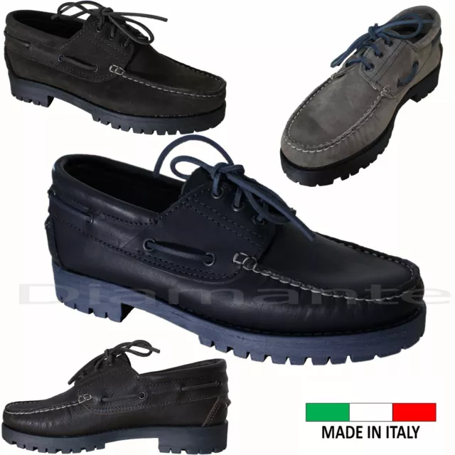 Scarpe Uomo Barca in Vera Pelle Made In Italy classiche Nuovo 9010-2V