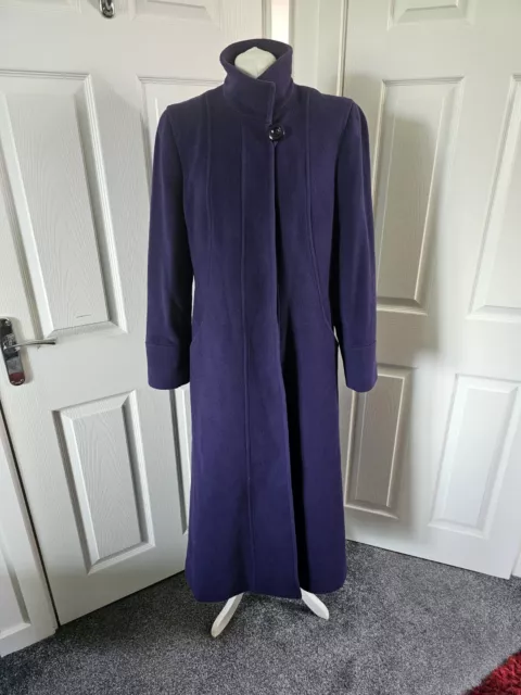 Jacques Vert Long Purple  Wool Coat Size 12