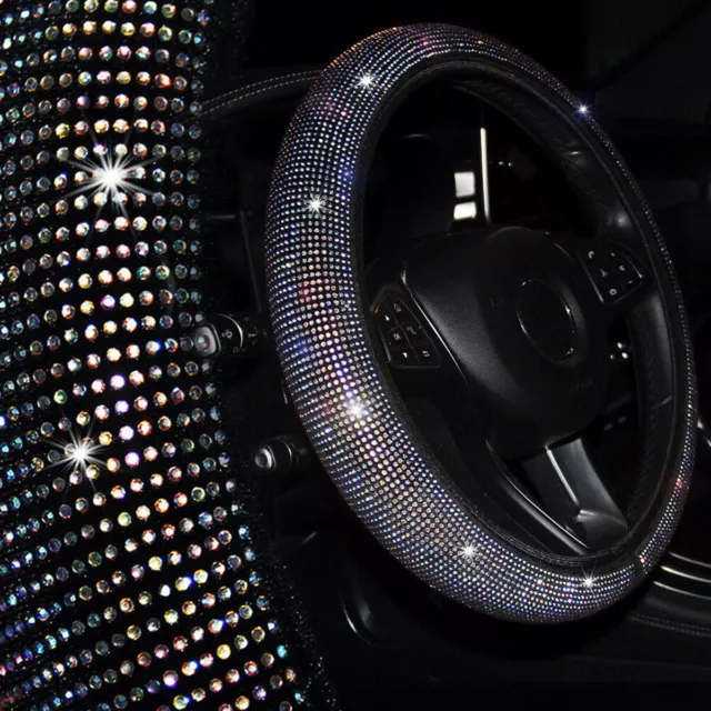 15"/38CM Car Steering Wheel Cover Crystal Sparkle Diamond Anti-slip Protector