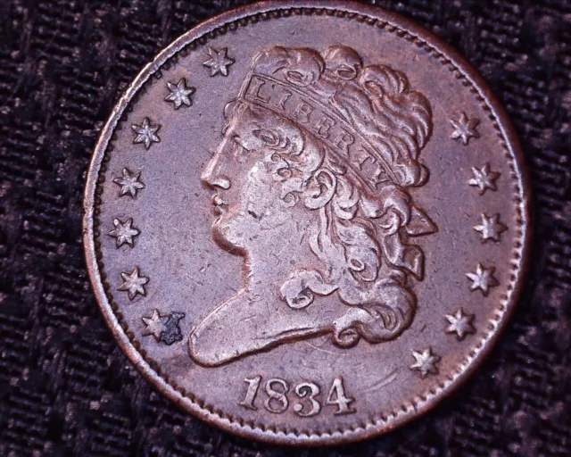 Very Nice 1834 Classic Head Half Cent  Low Mintage Of 141,000  #HC030