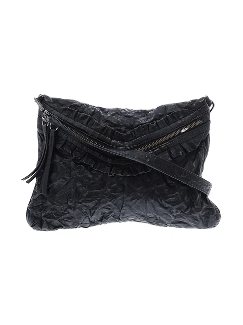 Treesje Women Black Leather Crossbody Bag One Size