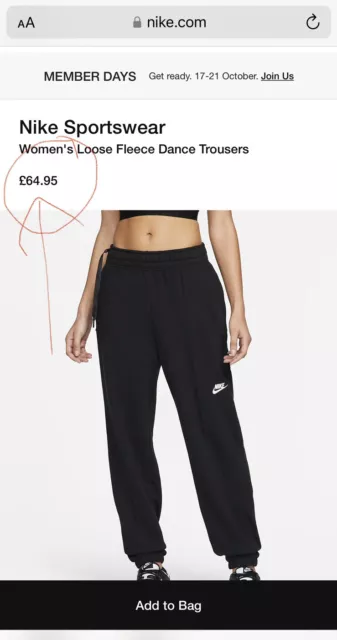 NIKE WOMEN'S LOOSE Fleece Dance Trousers Small Track Pants Joggers Sports  New £44.95 - PicClick UK