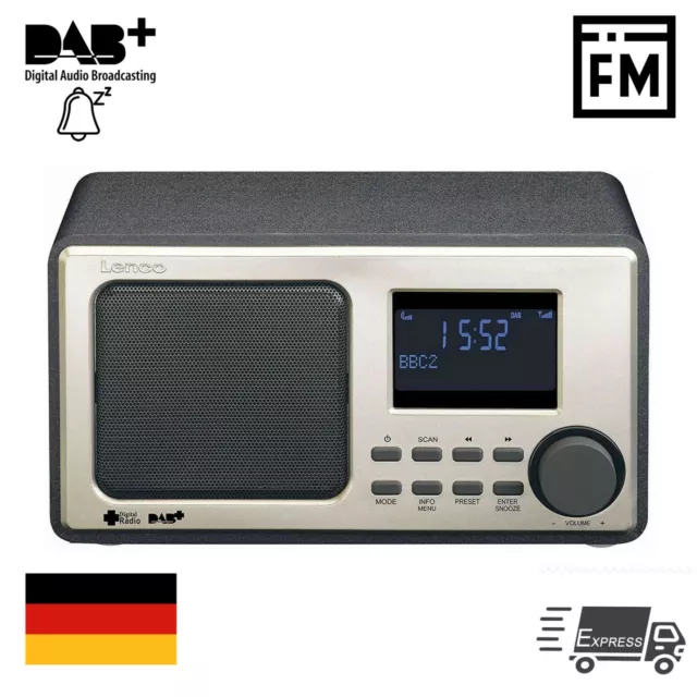 Lenco DAR-010 DAB+ FM Radio 2,6'' (6,6cm) LCD-Display Holzgehäuse Schwarz