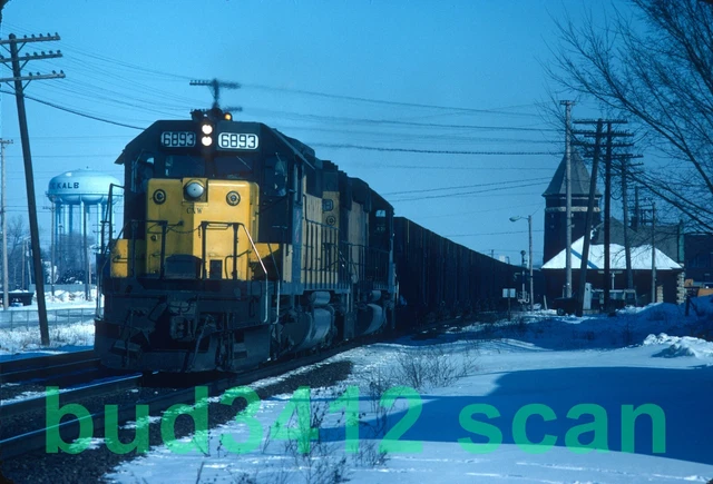 CNW Chicago & North Western SD40-2 #6893 at De Kalb IL DEPOT 1978 ORIGINAL Slide