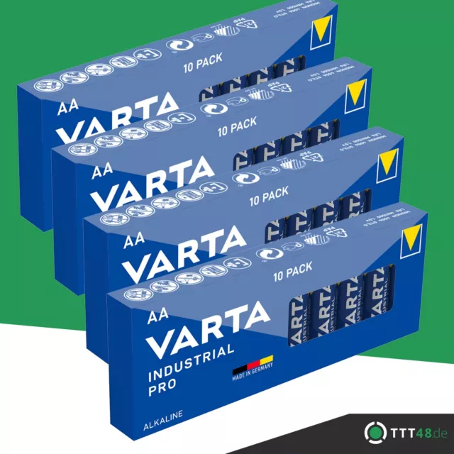 4 x 10er Box Varta Industrial Pro 4006 AA Mignon LR6 Alkaline 1,5V Batterie