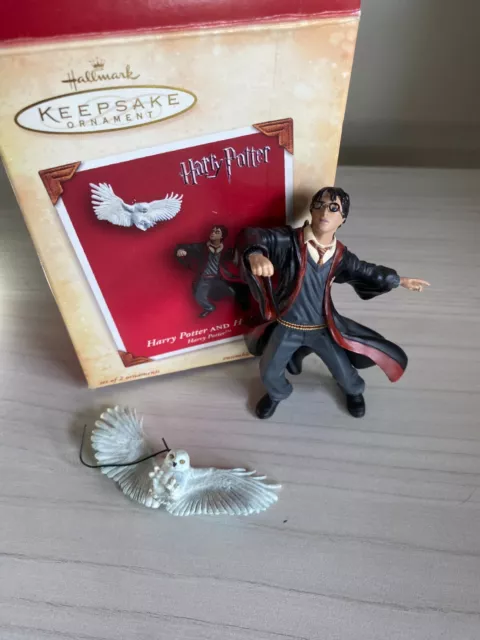 2004 Hallmark Keepsake Harry Potter And Hedwig Set Of 2 Ornaments Owl