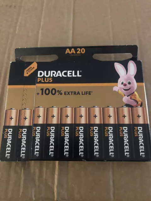 Genuine 20 X Duracell Aa Plus Power Alkaline [Mega Pack] Battery 100% + Power