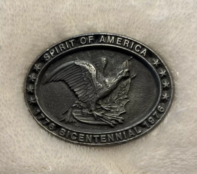 Vintage!  Spirit Of America Bicentennial Belt Buckle - American Eagle 1776 1976