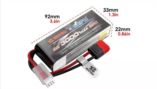 Batteria LiPo HYPER GO SEFU Angry Snail 2S 7.4V 3000mAh 25C T-Plug Deans Auto RC