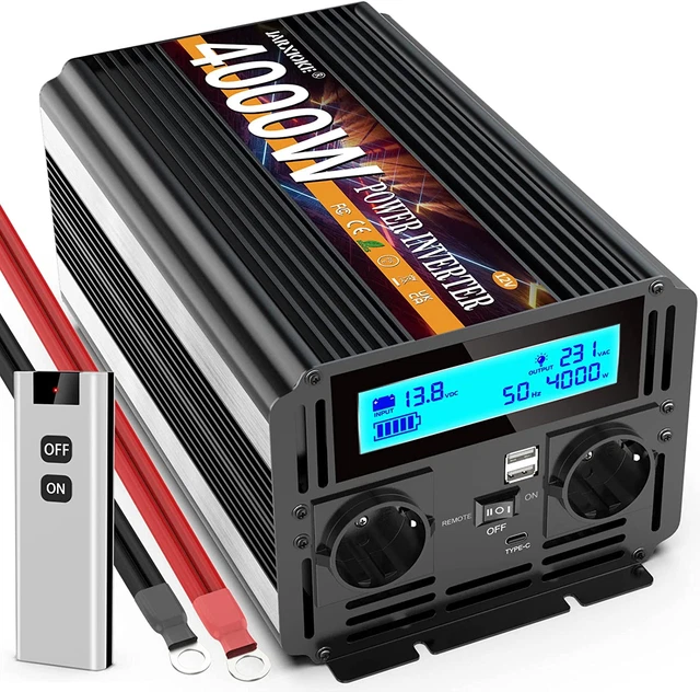 4000W Convertisseur 12V 220V Onduleur Transformateur Onde Sinusoïdale Modifiée P