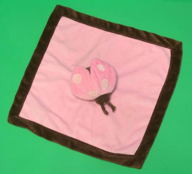 Tiddliwinks Pink Brown 13" Security Blanket Lady Bug Girl By Kidsline Blankey