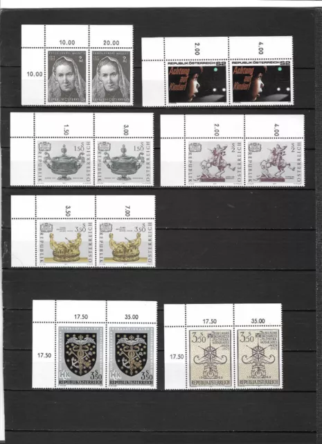 Österreich 1971: postfrisches Lot aus dem Jahre 1971 Bogenecken links oben