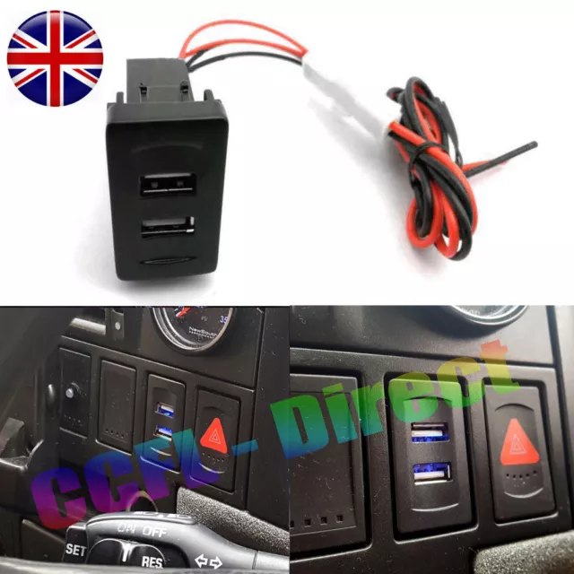 VW T4 USB Charger RED Dual Dash Blank Rocker Switches 2 Port Socket DC 12V LUPO 2